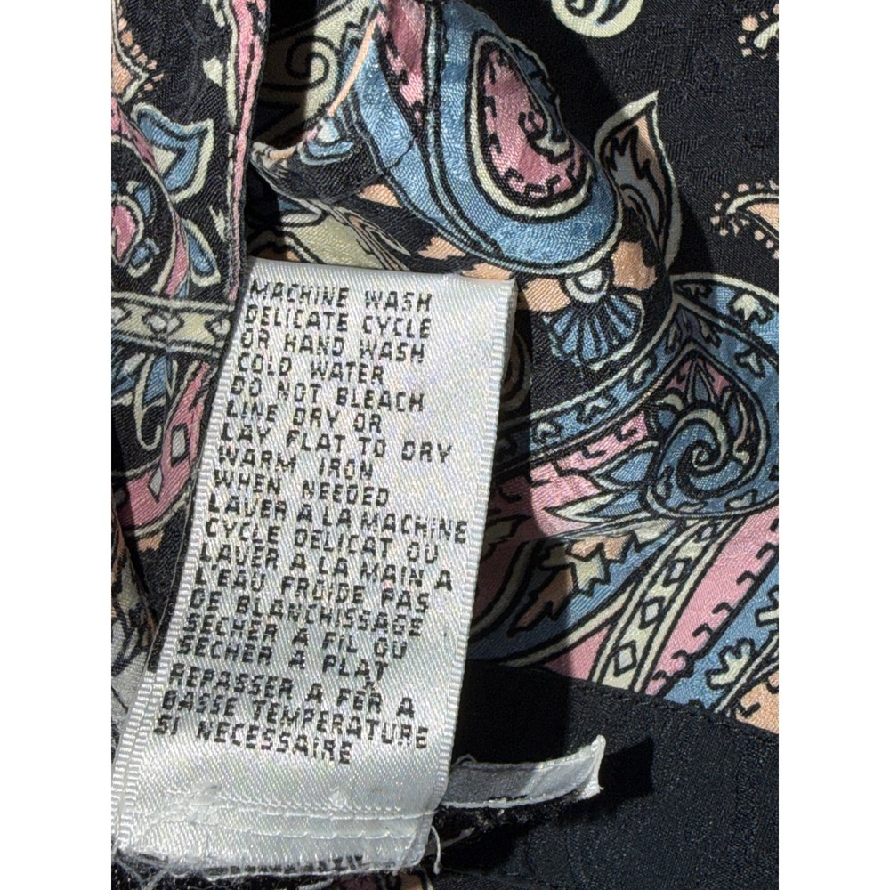 Diane Gilman Vintage Silk Tank Blouse Sleeveless Top Women Medium Black Paisley - Picture 5 of 8